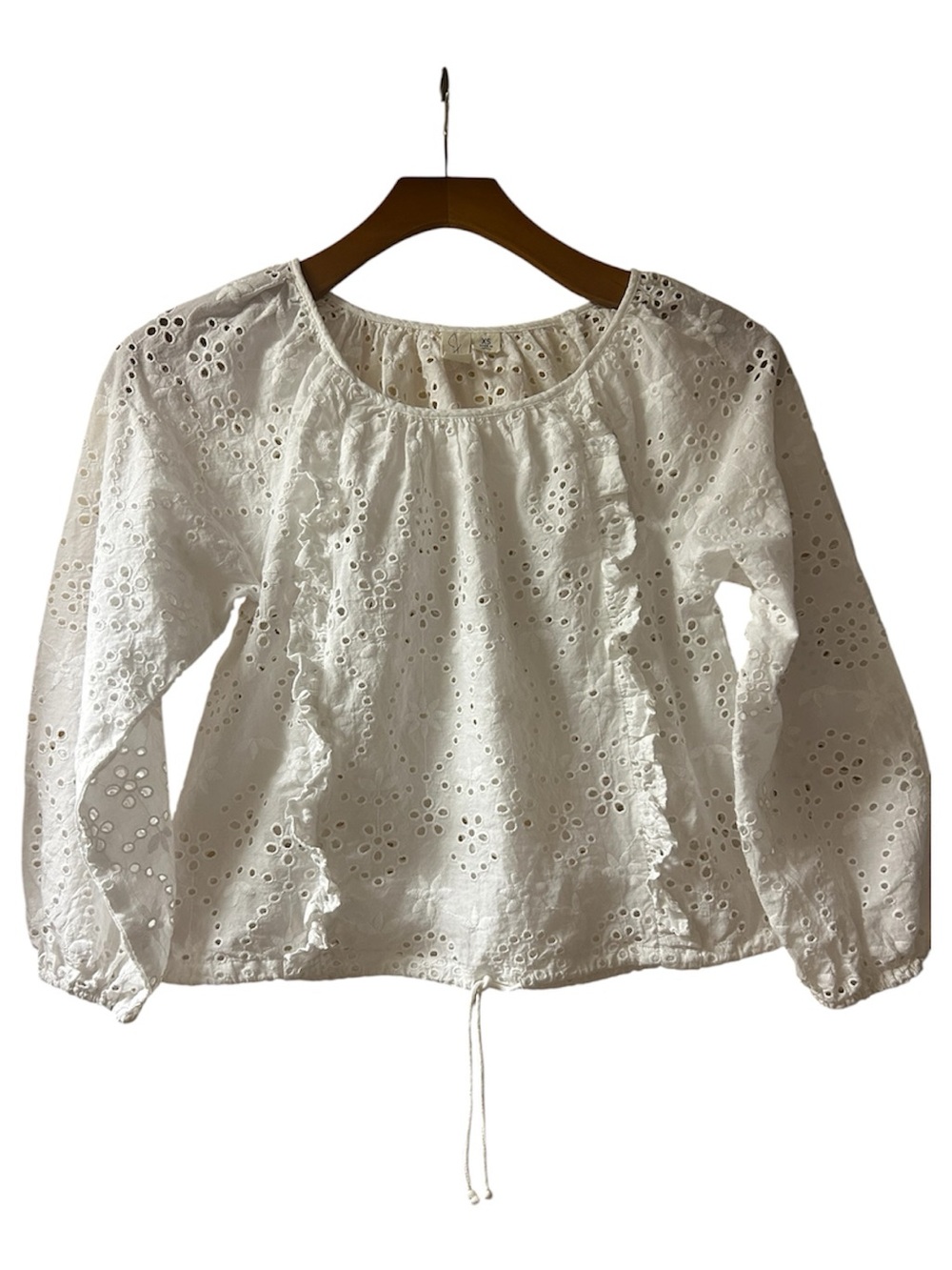 Joie Women’s White Eyelet Ruffle Peasant Top